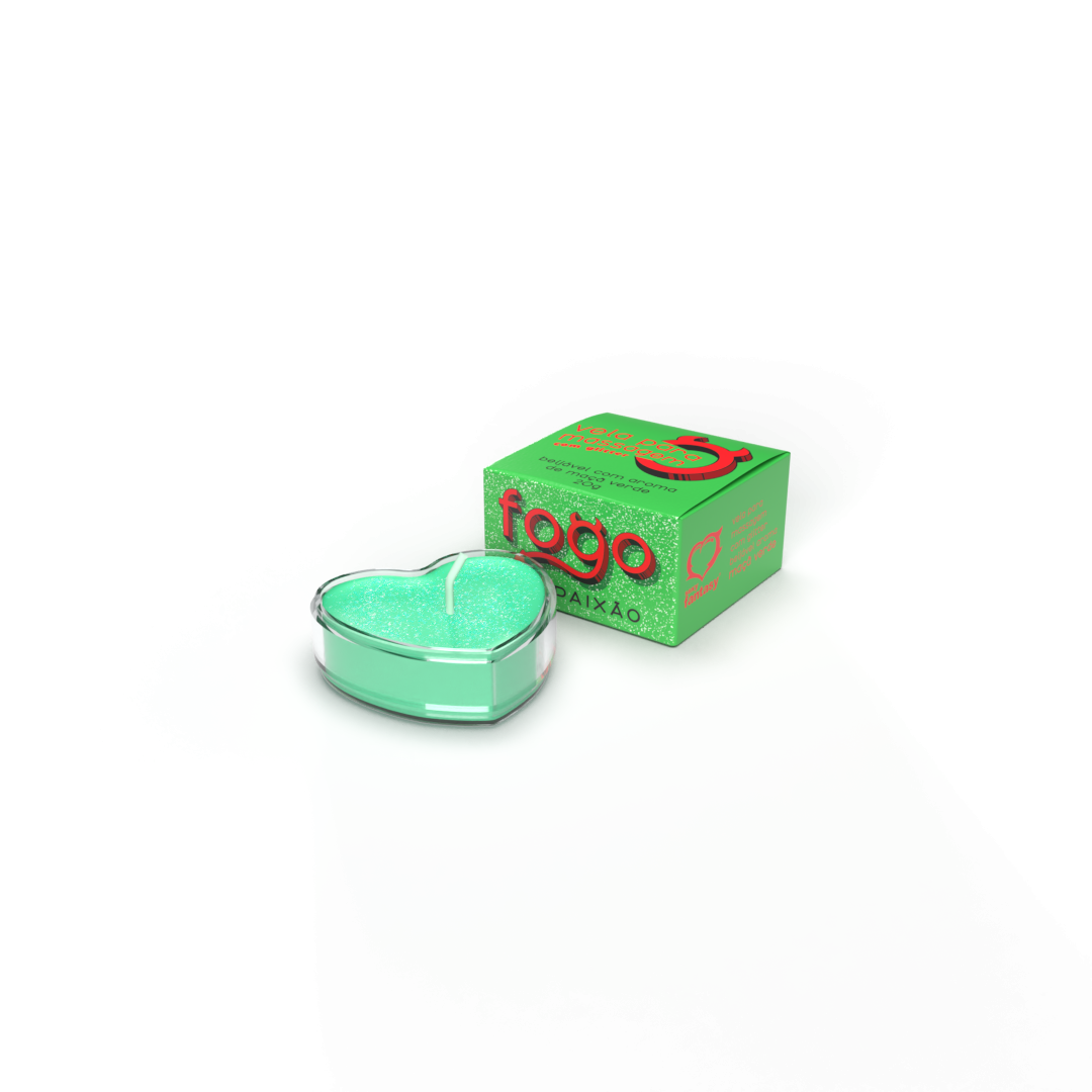 Vela Fogo da Paixão Com Glitter Aroma Maçã Verde – Caixa com 10 Unid.