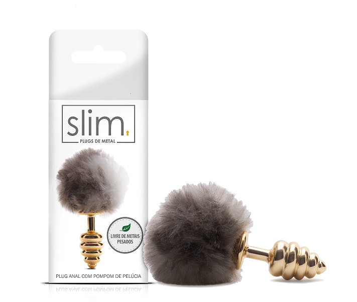 Plug Slim Rabo Pompom - 6,5 X 2,9cm