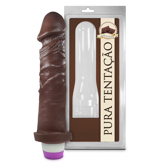 Pênis Aromático com Vibro 18cm X 4,4cm - Chocolate