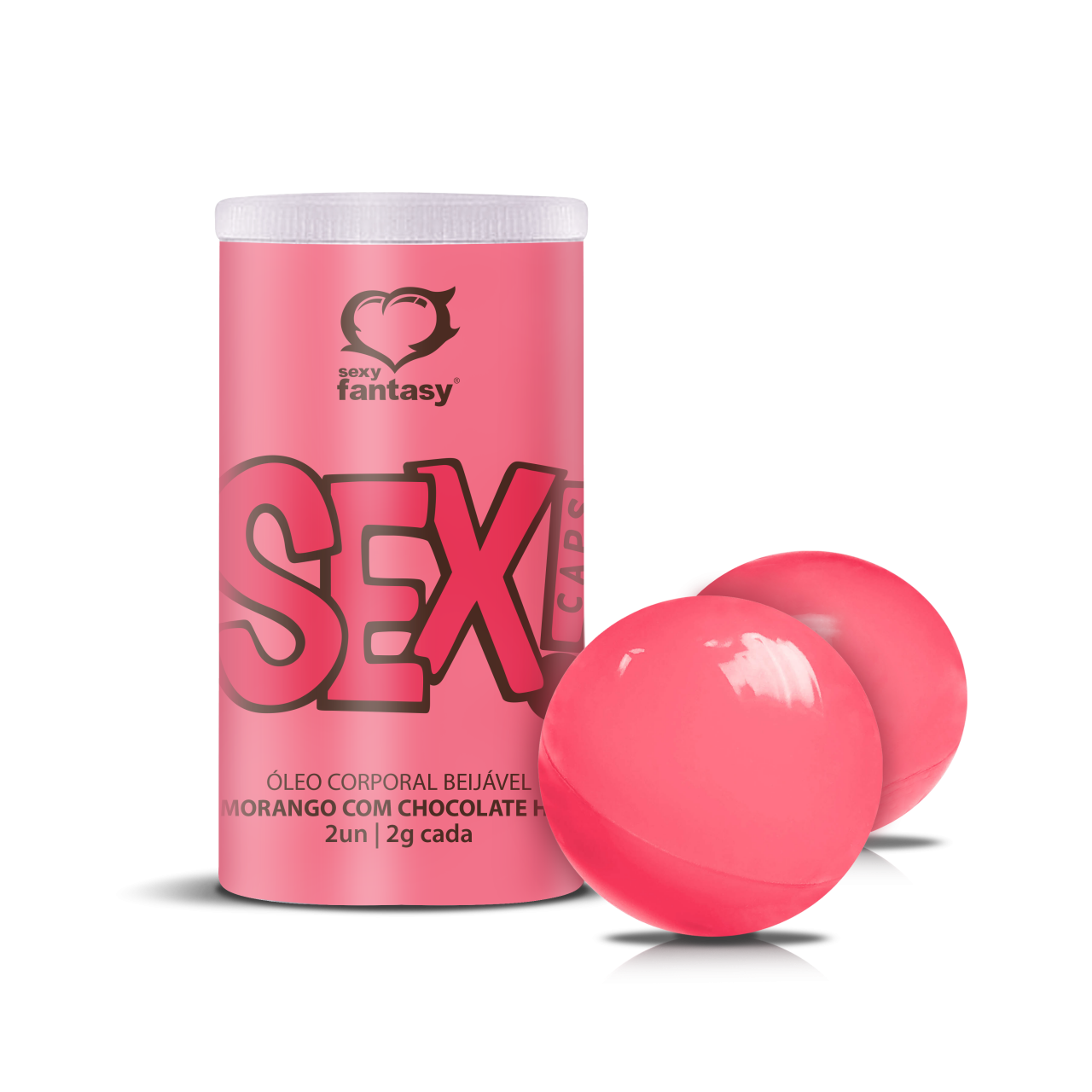 Cápsulas Sex Caps Beijáveis – Hot Morango c/ Chocolate – Caixa com 10 Unid.